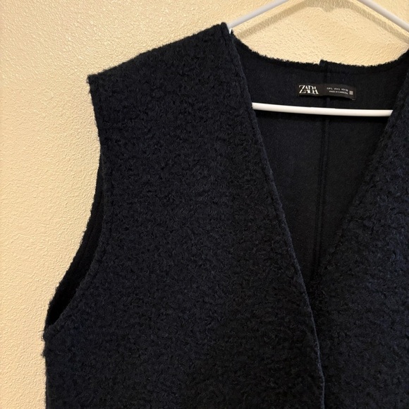 Zara Black Sleeveless long textured vest NWOT woman’s size large - Picture 4 of 16